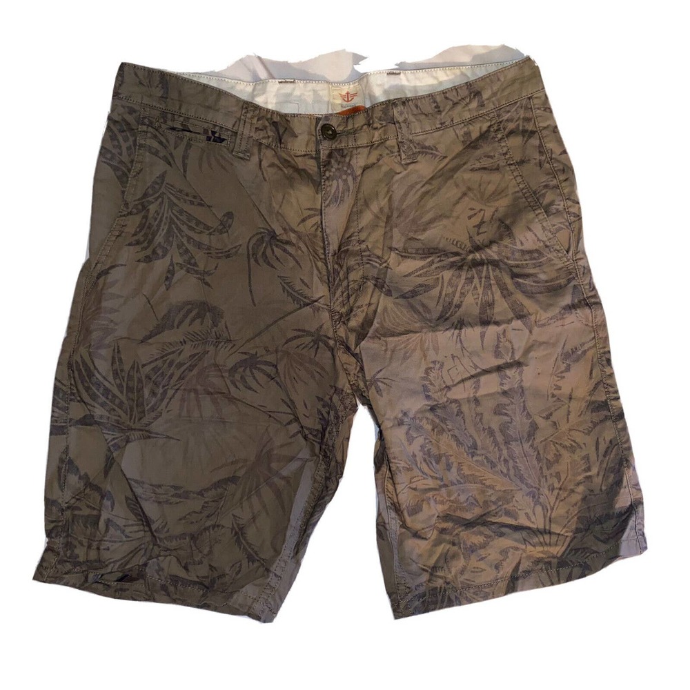 Dockers Mens Size 34 Olive Green Palm Floral Print Chino‎ Style Casual Shorts